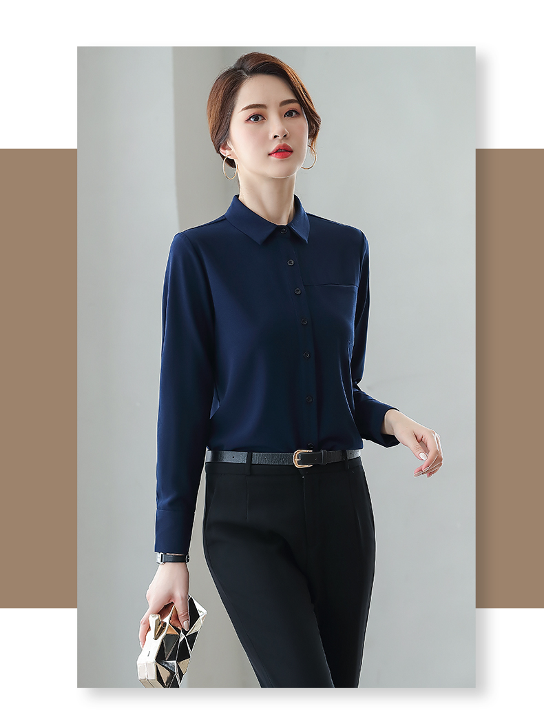 Temperament slim fit professional wear long-sleeved lapel shirt 104-Q6126 long-sleeved shirt top