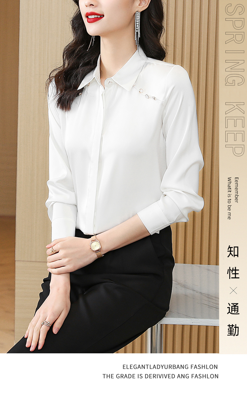 Spring and summer urban lapel long-sleeved shirt for women 104-Q6651 long-sleeved shirt top