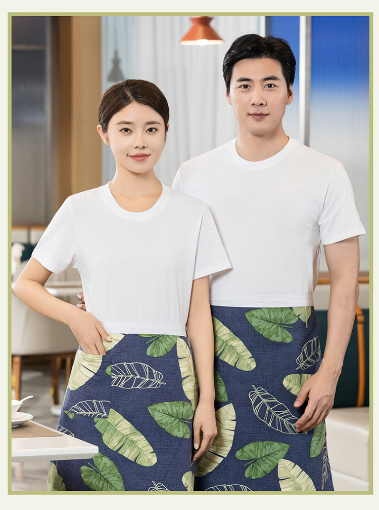 200g combed cotton soft skin-friendly round neck T-shirt waiter work clothes H01-2024-04