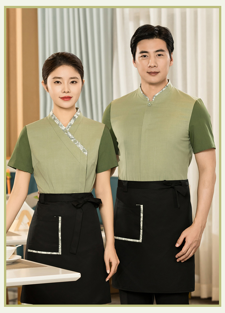 Chinese restaurant oblique collar lace waiter short-sleeved work clothes H01-2024-10 women clothing