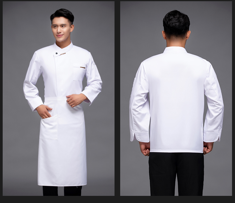 One-shoulder long-sleeved chef uniform top H12-L055