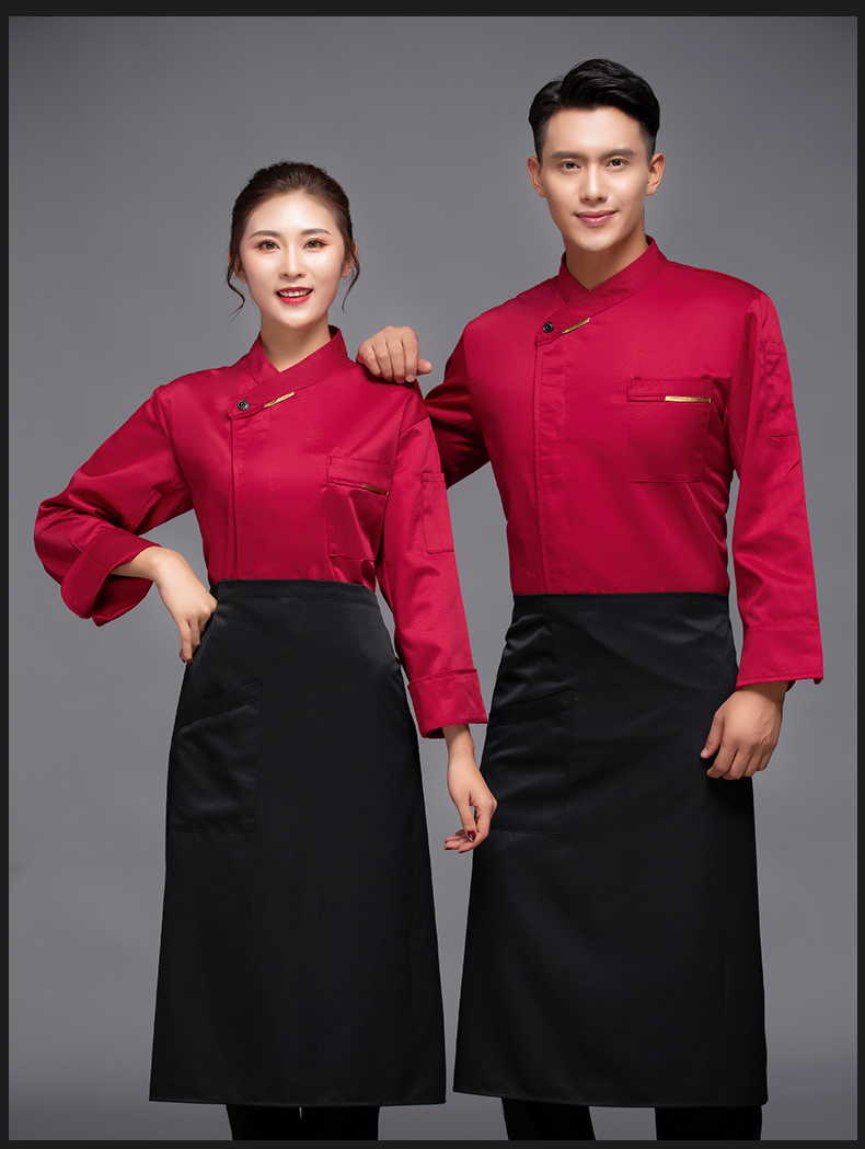 One-shoulder long-sleeved chef uniform top H12-L055