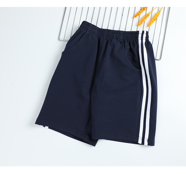 Zhongda children elementary school students red and white stripes dark blue shorts sports pants school uniforms school pants G08-TK001 red and white stripes