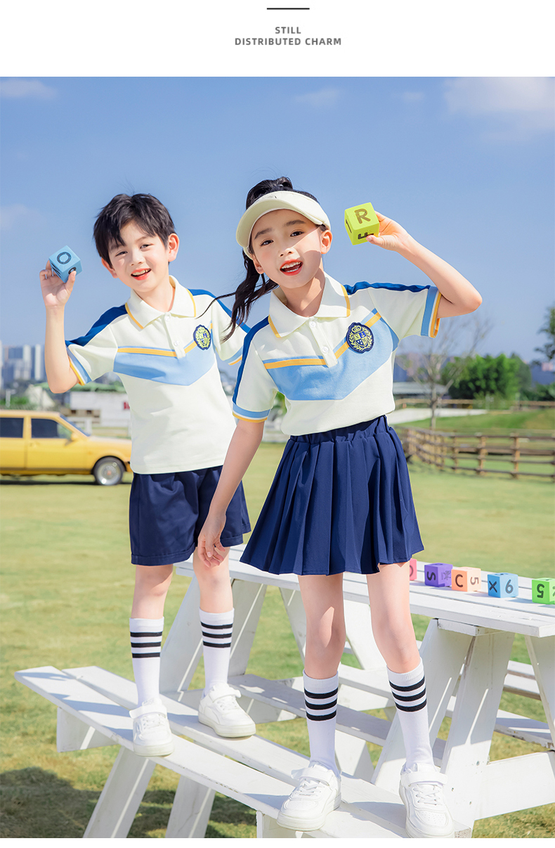 Comfortable and easy to wear beige color summer sports school uniform suit 215-891