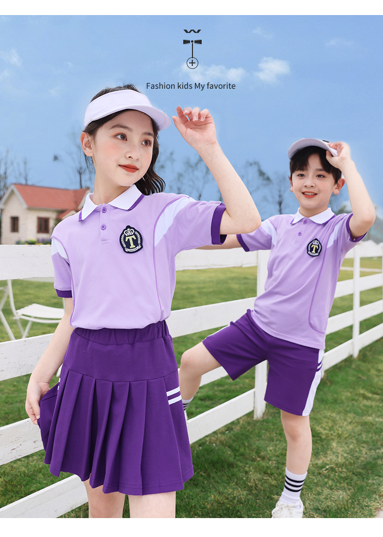 Summer college style children class uniform elementary school uniform two-piece suit 894-2312