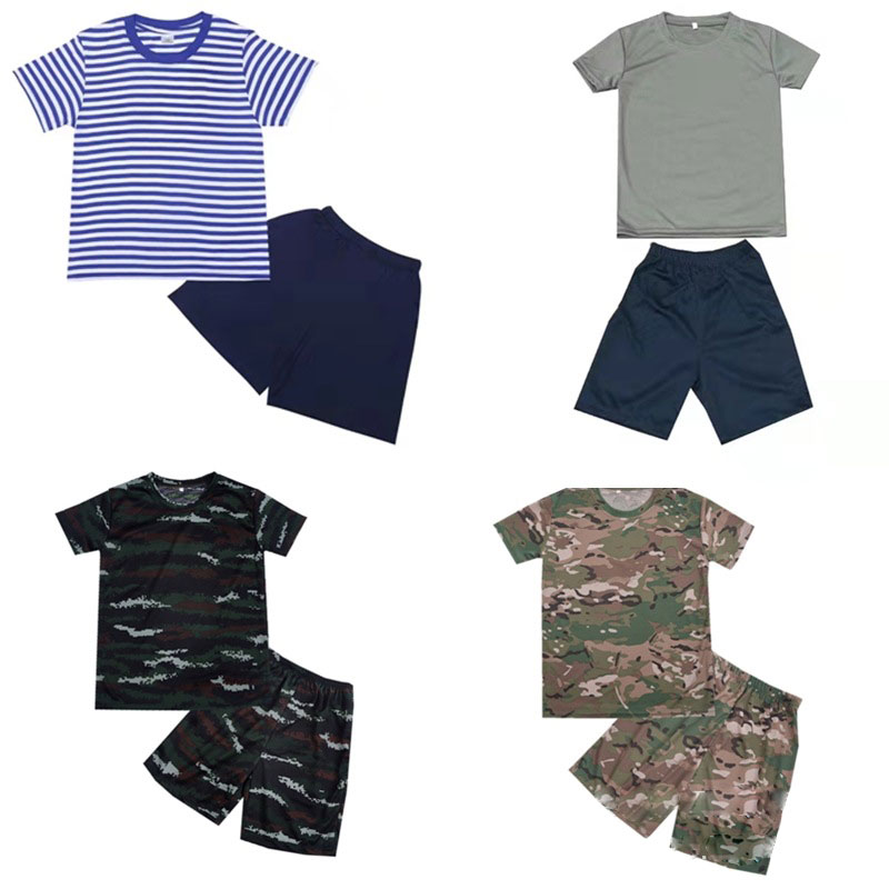 Children summer camouflage short-sleeved physical training quick-drying bird eye suit L07-MY-9