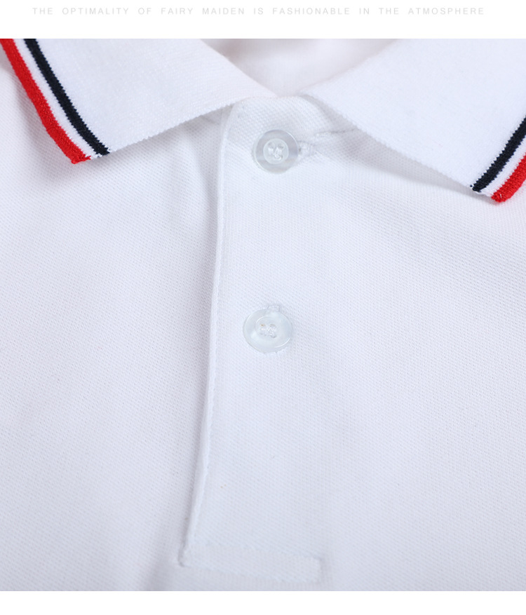 Boys and girls primary and secondary school students class uniform polo shirt long sleeve cotton white T-shirt G08-3680