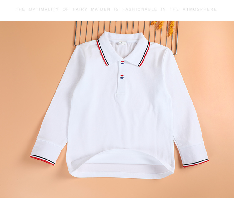 Children clothing for middle and large children, elementary school students, school uniforms, class uniforms, sportswear, long-sleeved white T-shirts, POLO shirts, tops G08-454526842