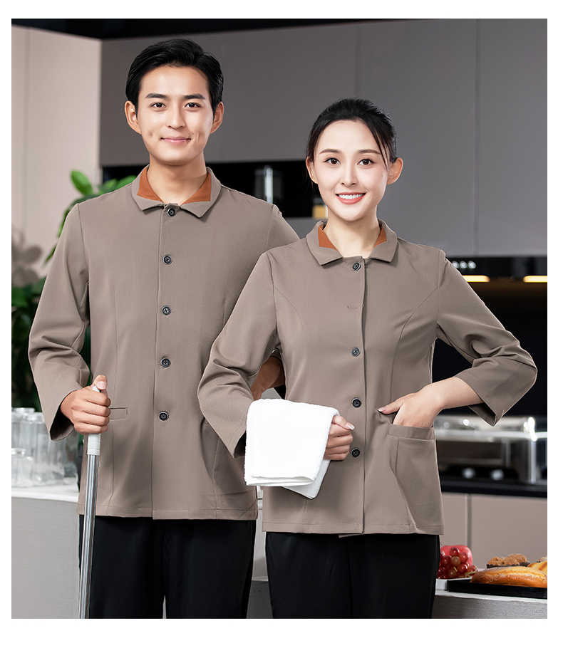 Lapel cleaning clothes long sleeve top H02-2350123501