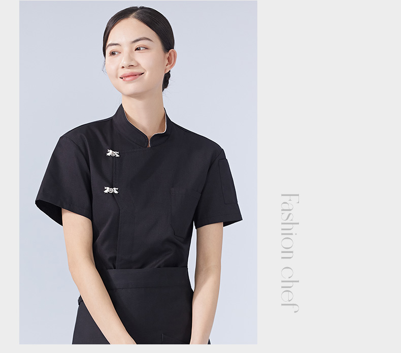 Polyester cotton restaurant hotel short-sleeved chef uniform top H15-HX301