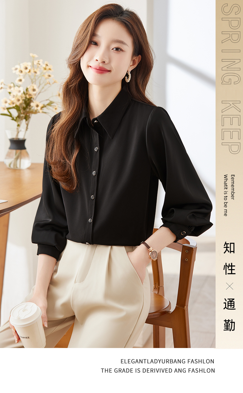 Urban temperament professional wear long-sleeved lapel shirt 104-Q103 long-sleeved shirt top