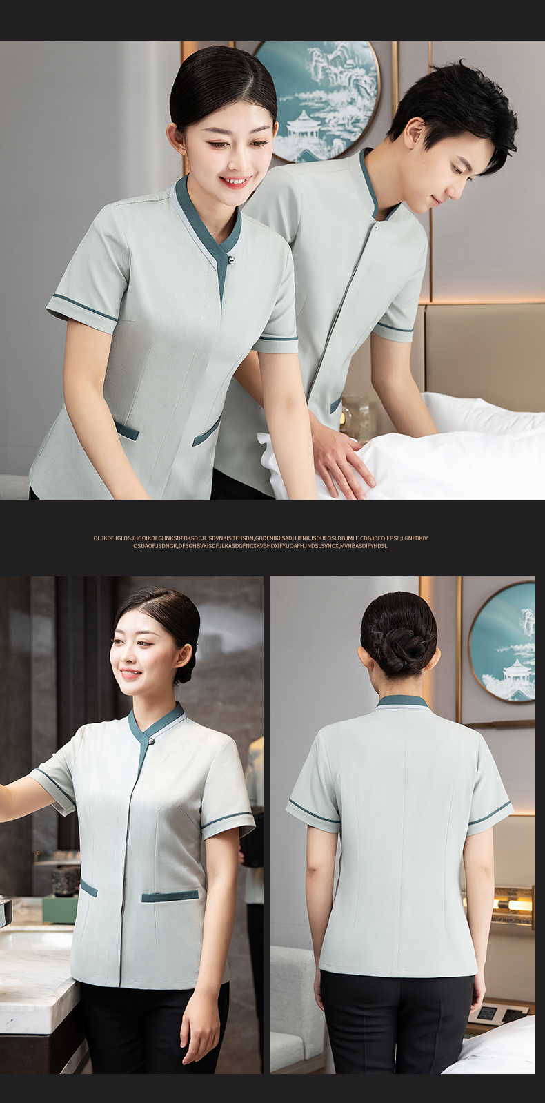 Hotel room short-sleeved cleaning top H27-color triangle women