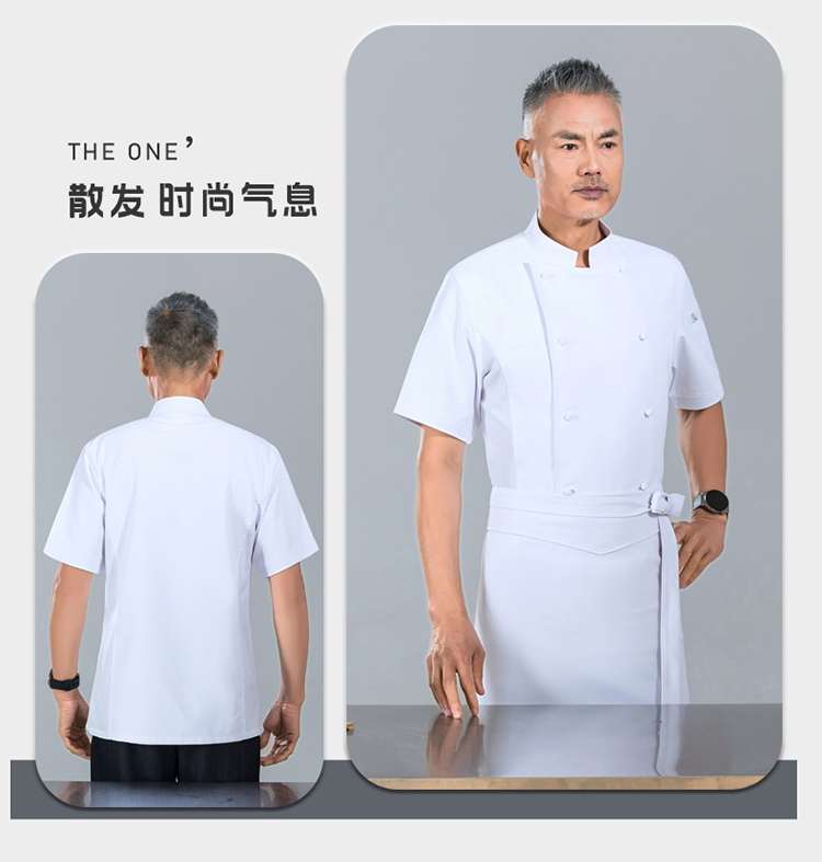 Cloth button loose anti-static short-sleeved chef uniform H01-24001