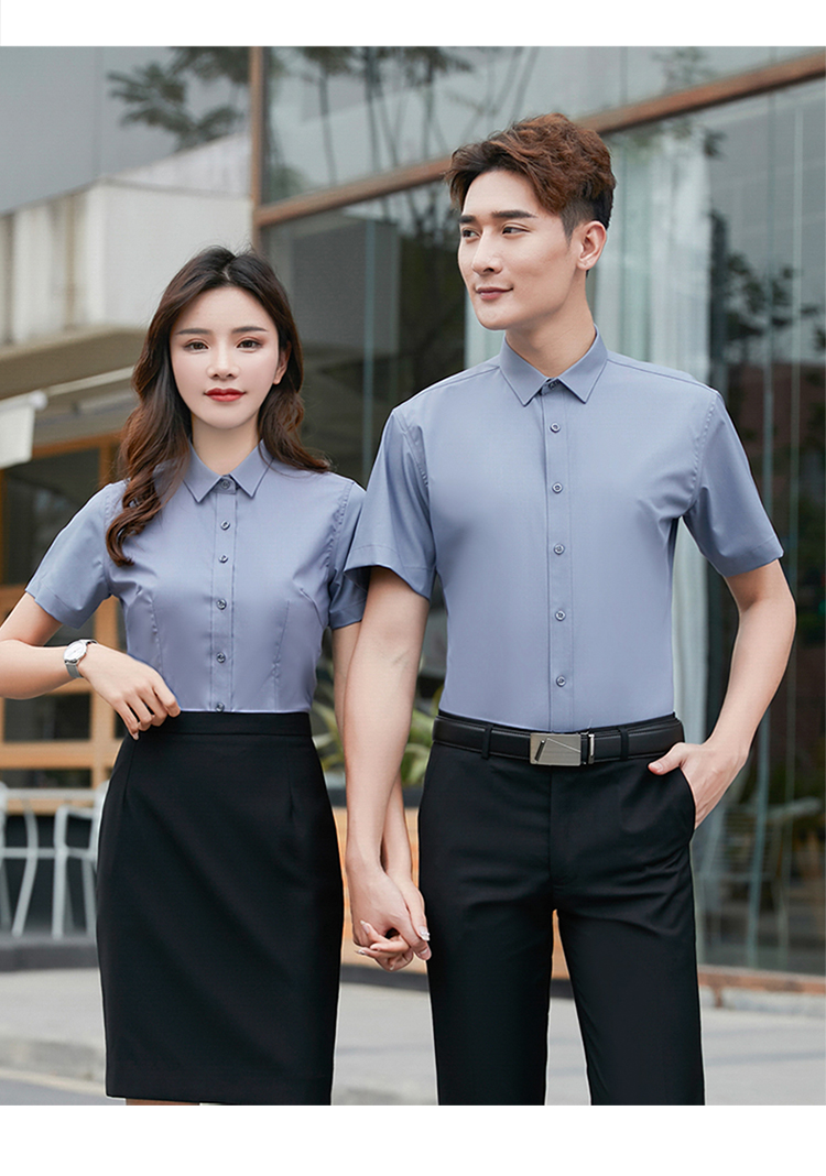 Business commuting bamboo fiber small collar short-sleeved shirt female 180-000 female short-sleeved