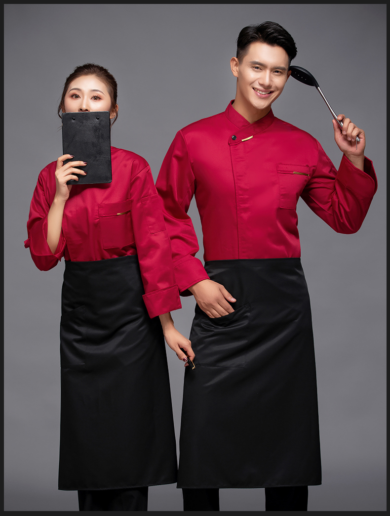 One-shoulder long-sleeved chef uniform top H12-L055