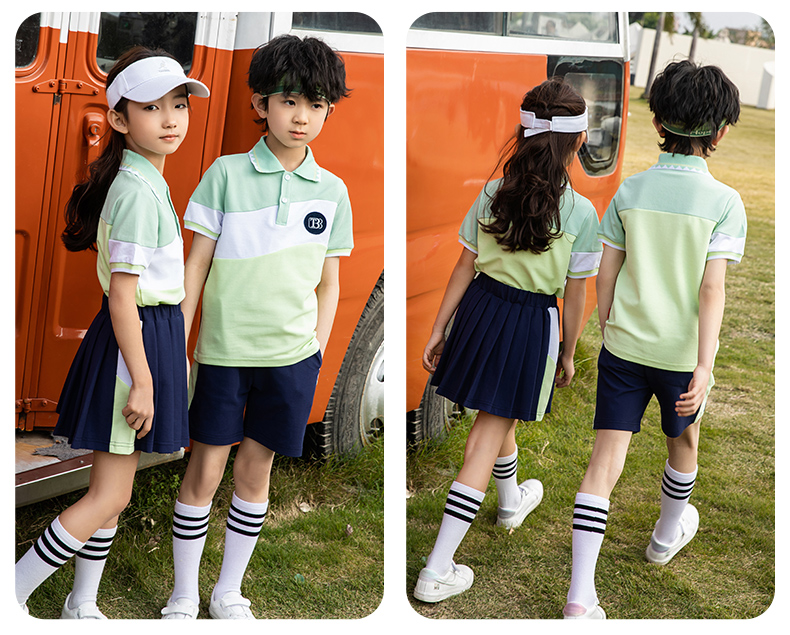 Sports campus style elementary school uniforms kindergarten uniforms class uniforms summer two-piece suits (without badges) 216-6048