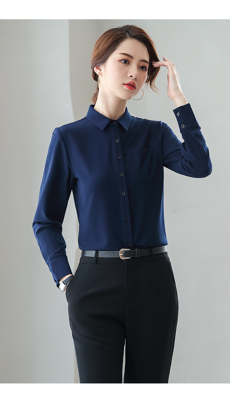 Temperament slim fit professional wear long-sleeved lapel shirt 104-Q6126 long-sleeved shirt top