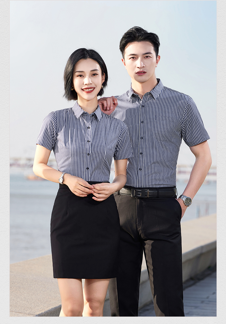 Fashion workplace casual striped short-sleeved shirt DQ1-9305 short-sleeved men