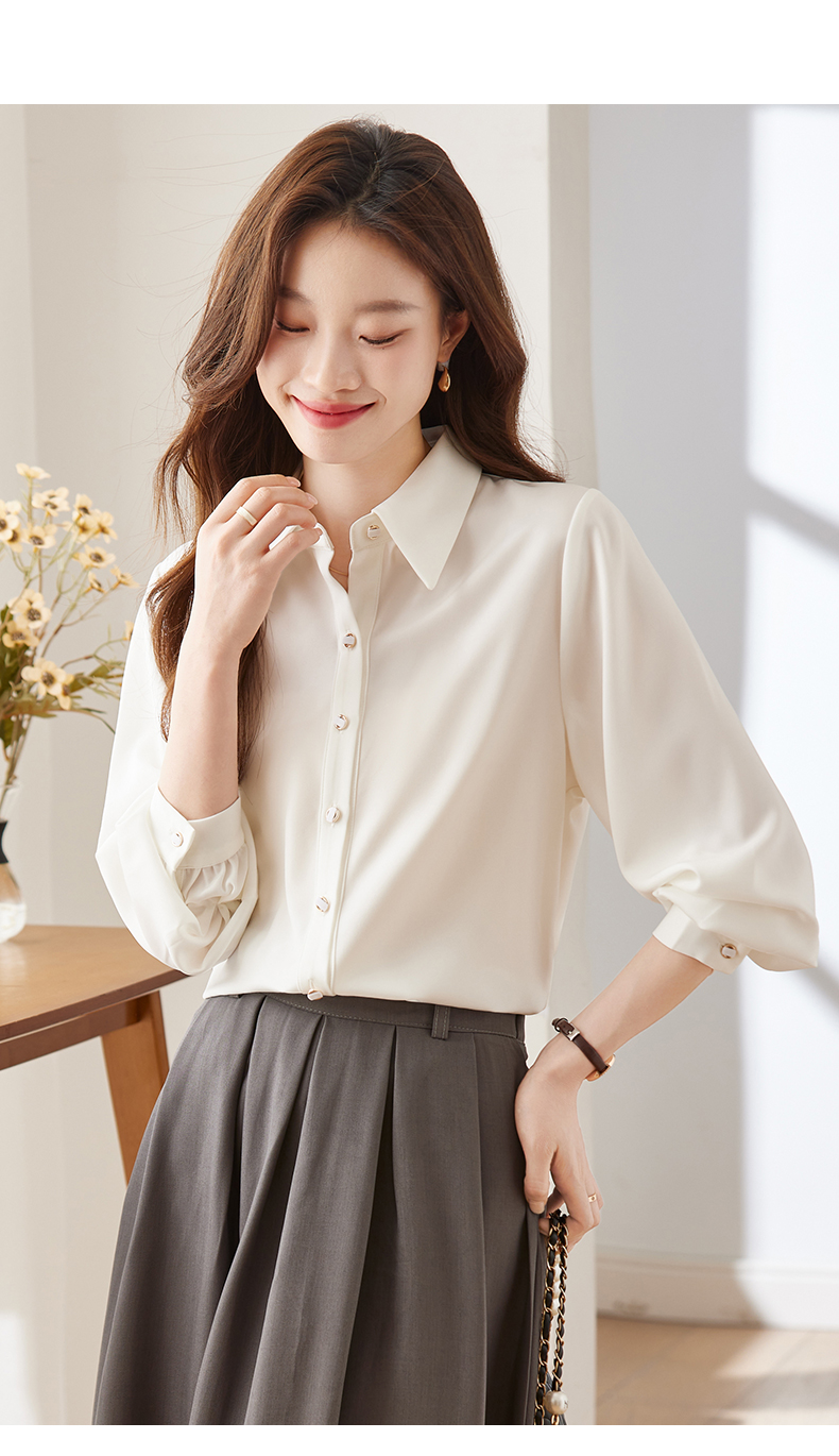 Urban temperament professional wear long-sleeved lapel shirt 104-Q103 long-sleeved shirt top