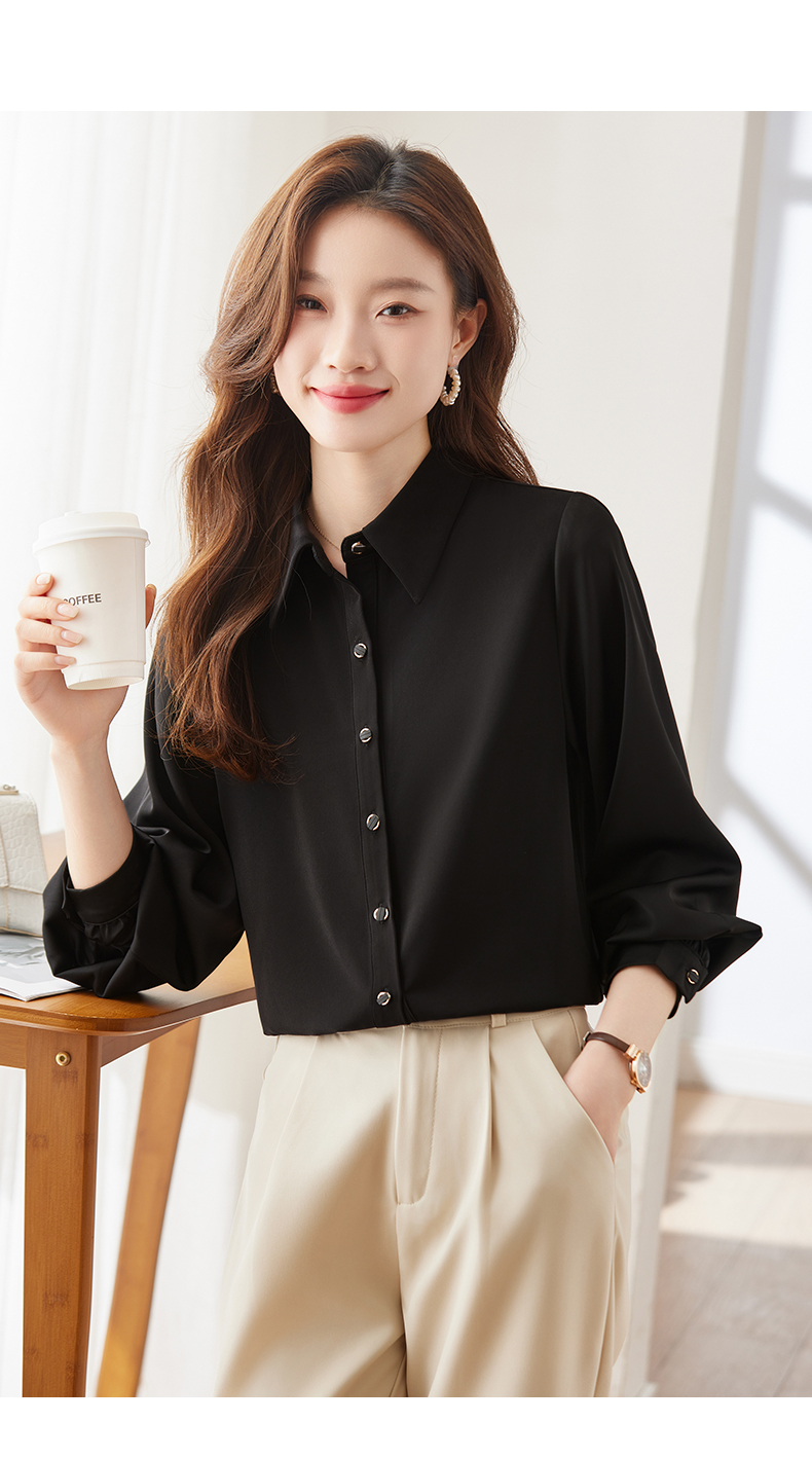 Urban temperament professional wear long-sleeved lapel shirt 104-Q103 long-sleeved shirt top