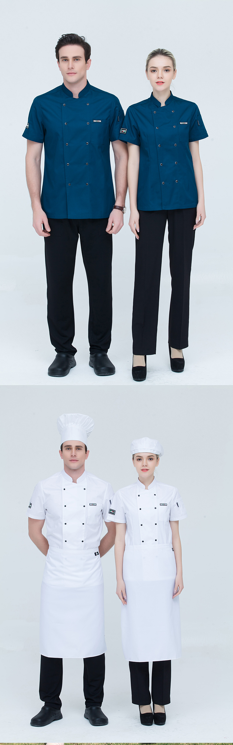 Restaurant chef uniform short-sleeved top H01-6177