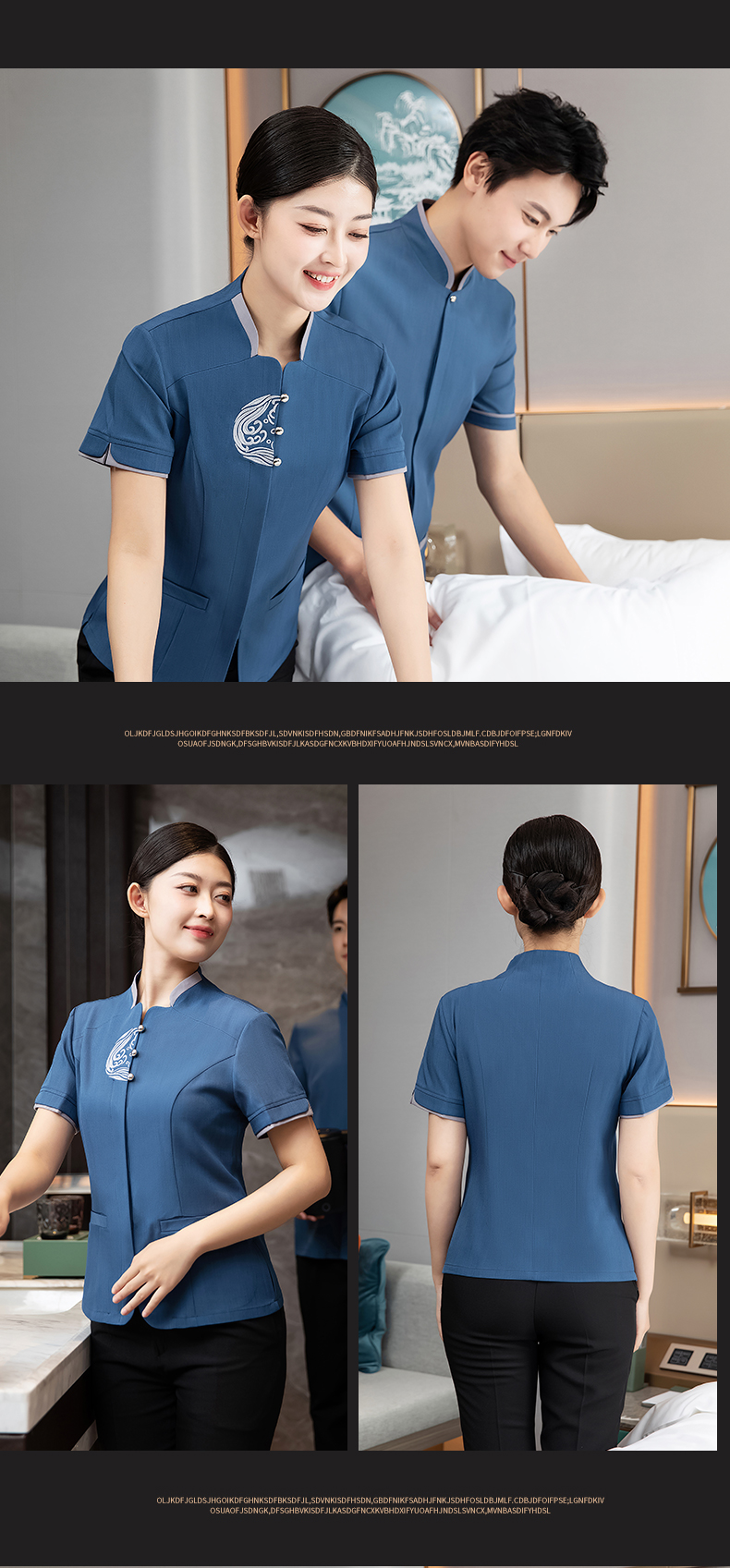 Hotel restaurant cleaning work clothes short-sleeved top H27-Caiyuan Guangjin Men