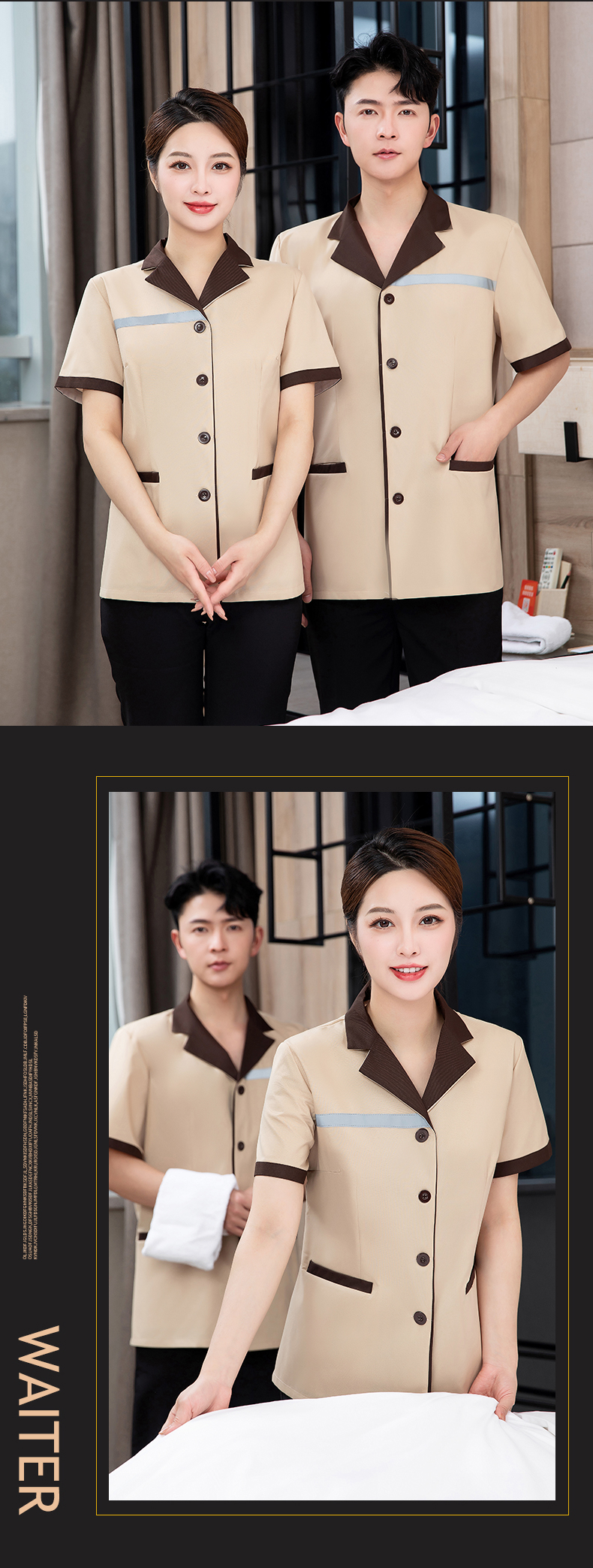 Hotel room short-sleeved tops cleaning clothes H27-reflective strip cleaning short-sleeved