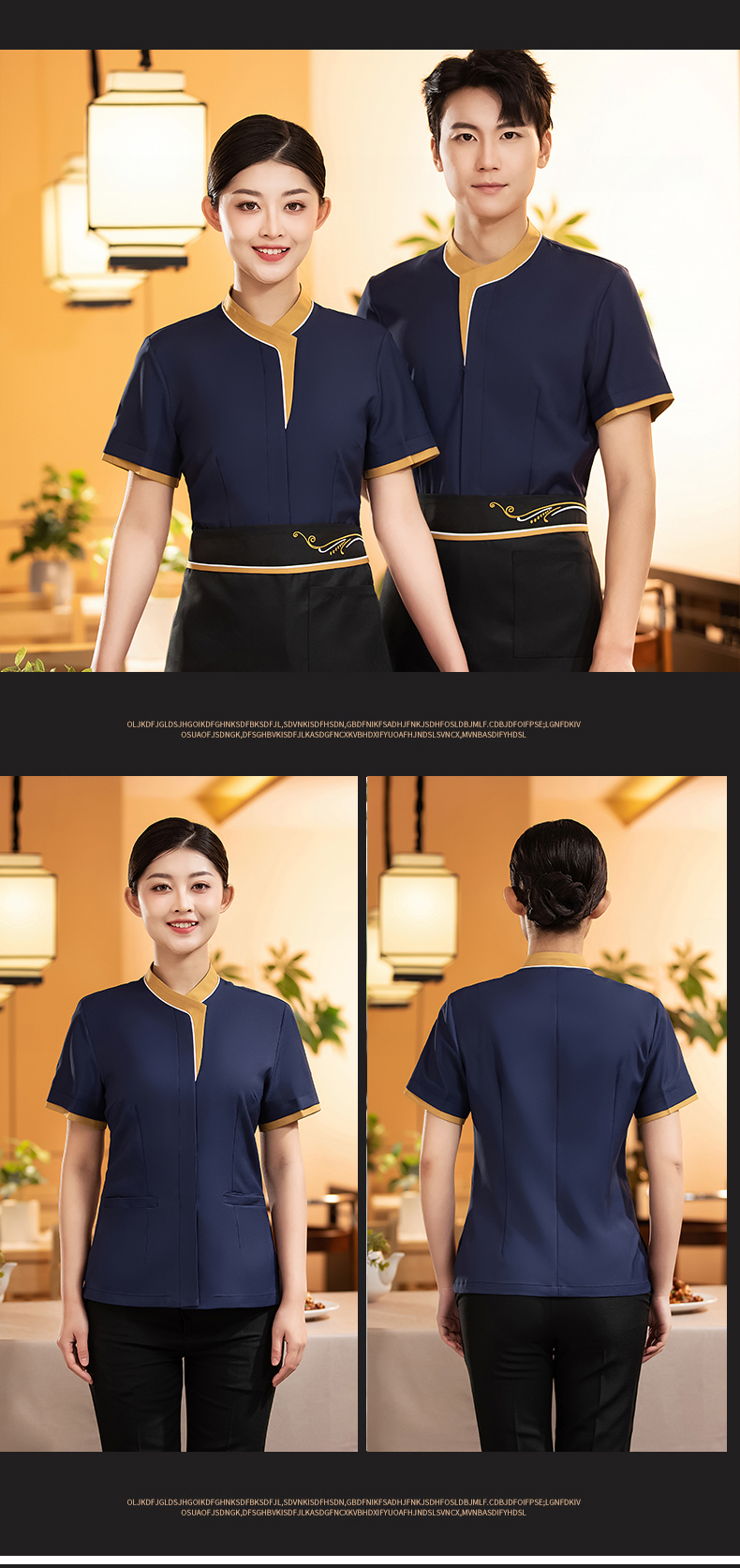 Hotel restaurant short-sleeved waiter top H27-front-line waiter female style