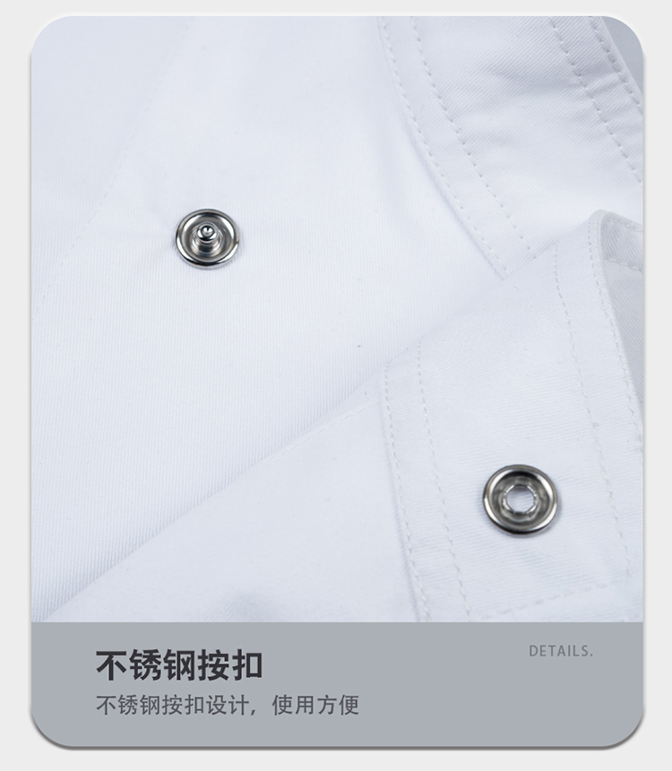 Regular-fit short-sleeved chef uniform with slanted collar and zipper H01-2024-26