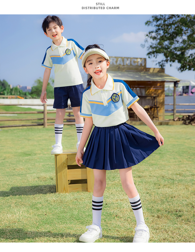 Comfortable and easy to wear beige color summer sports school uniform suit 215-891