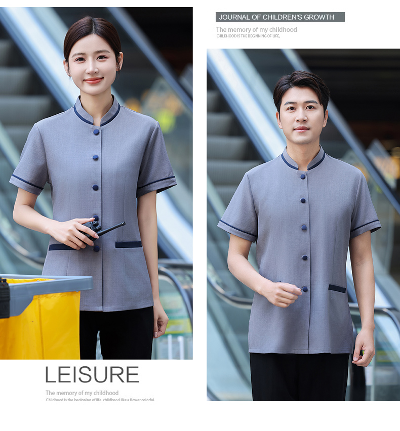 Comfortable and breathable buttoned cleaning work clothes for women H19-buttoned cleaning women