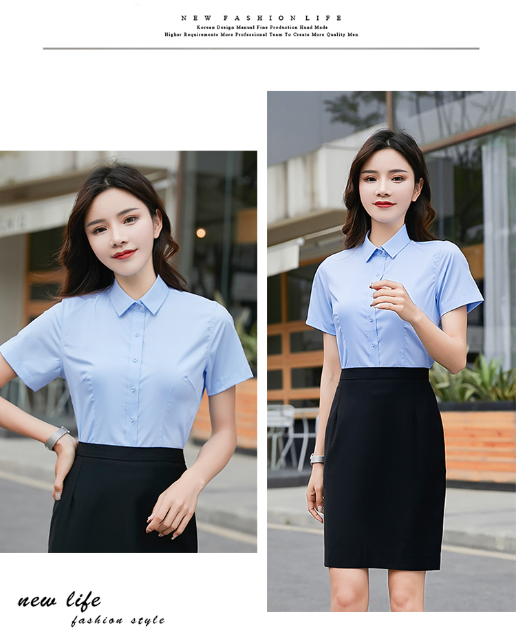 Business commuting bamboo fiber small collar short-sleeved shirt female 180-000 female short-sleeved