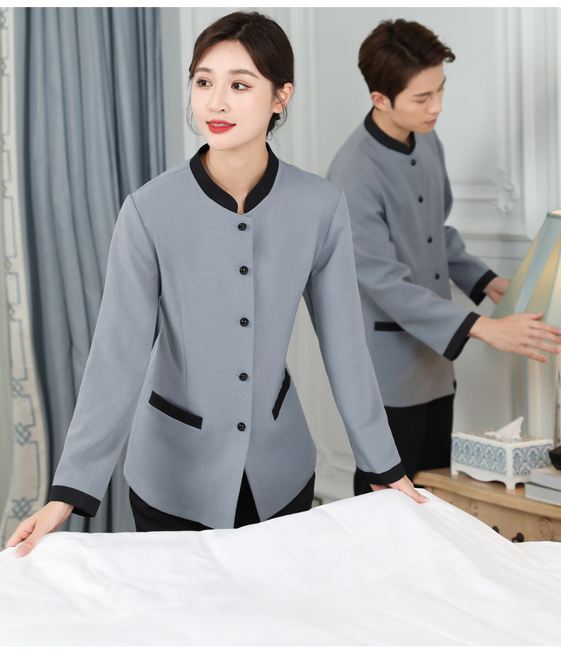 Single layer straight hotel long sleeve cleaning work clothes universal style H31-BJ13