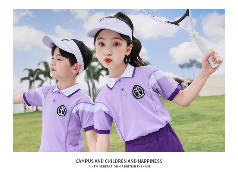 Summer college style children class uniform elementary school uniform two-piece suit 894-2312