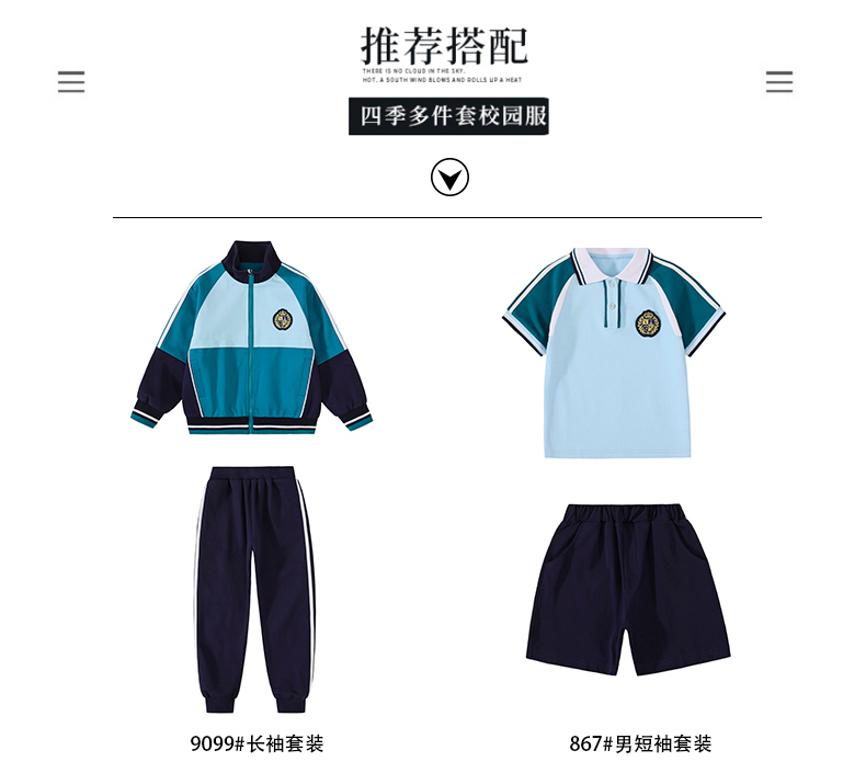 Sports style new sportswear for primary and secondary school students class uniforms school uniforms set 215-9099 (including badges)