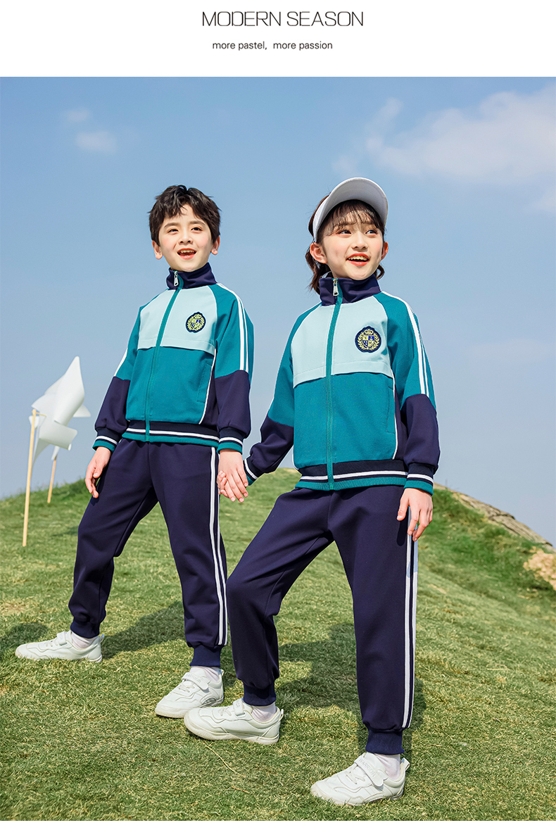 Sports style new sportswear for primary and secondary school students class uniforms school uniforms set 215-9099 (including badges)