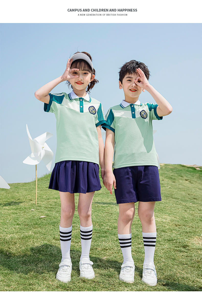 British style college primary and secondary school students class uniform school uniform sports suit 215-9101 (including badge)