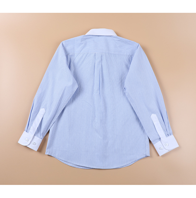 Children striped long-sleeved and short-sleeved white collar shirt pure cotton class uniform G08-7780