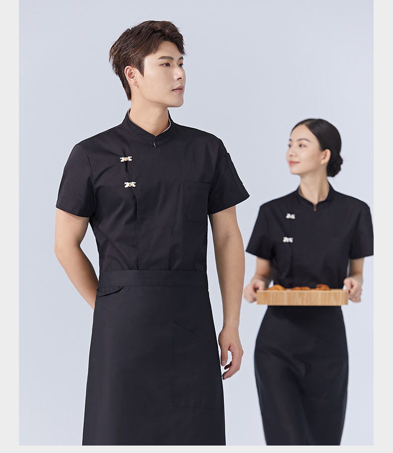 Polyester cotton restaurant hotel short-sleeved chef uniform top H15-HX301