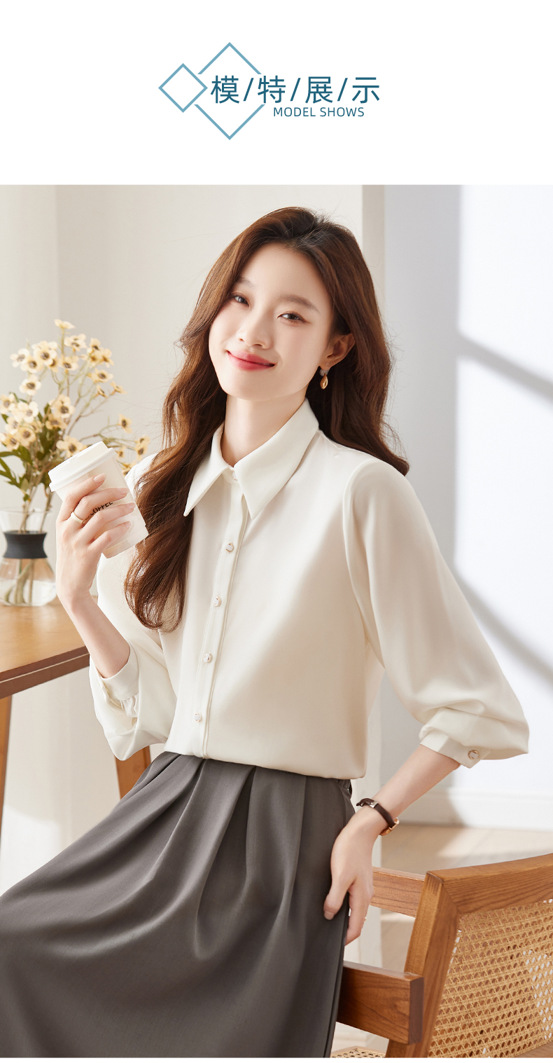 Urban temperament professional wear long-sleeved lapel shirt 104-Q103 long-sleeved shirt top