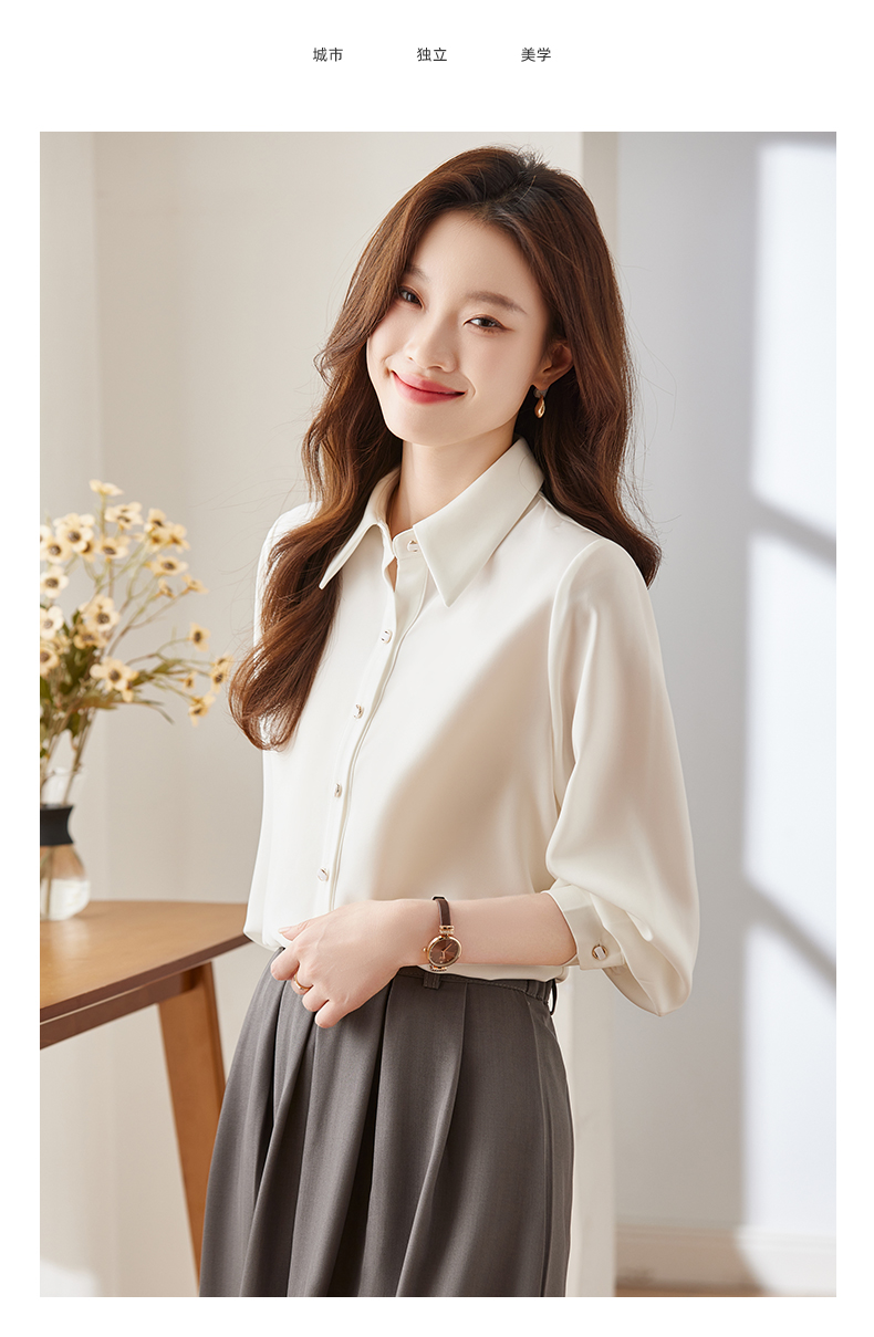 Urban temperament professional wear long-sleeved lapel shirt 104-Q103 long-sleeved shirt top