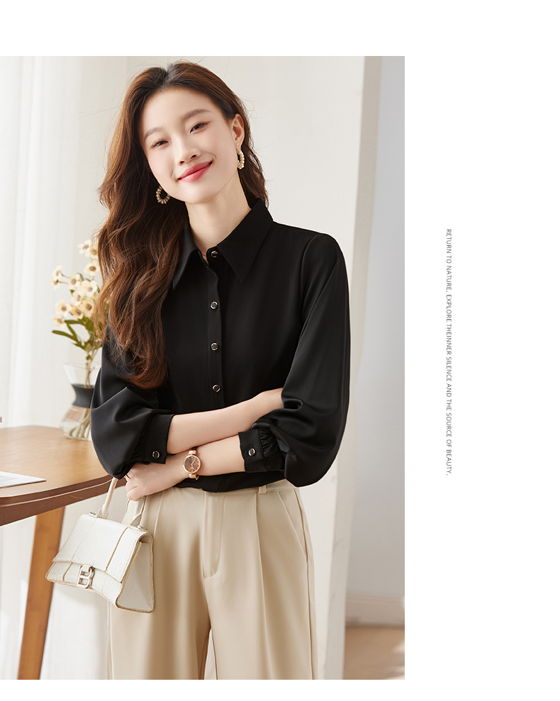 Urban temperament professional wear long-sleeved lapel shirt 104-Q103 long-sleeved shirt top