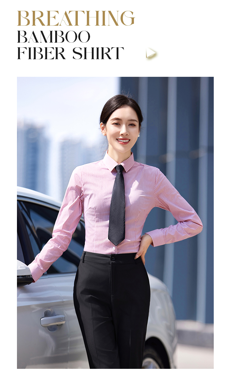 Soft and non-iron workplace business short-sleeved striped shirt DY1-ML220 short-sleeved shirt for women