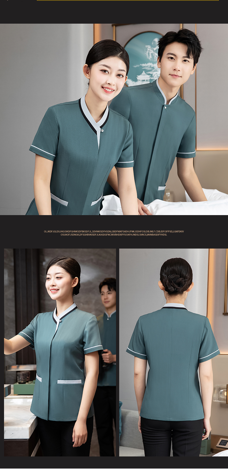 Hotel room short-sleeved cleaning top H27-color triangle women