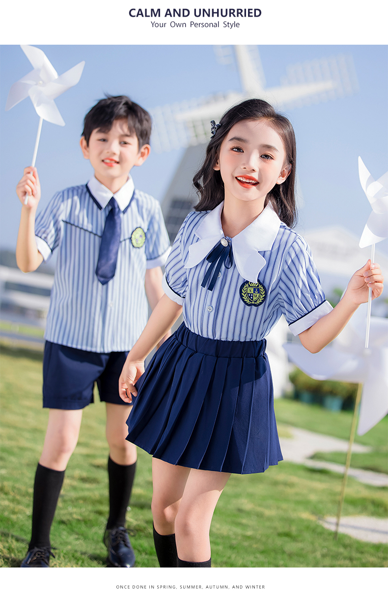 Comfortable color matching stripes simple lapel campus British style school uniform suit 215-907