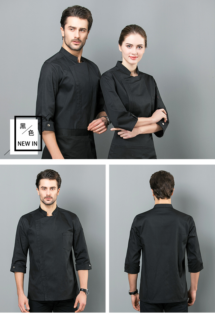 Polyester cotton mid-sleeve chef uniform top H01-1945