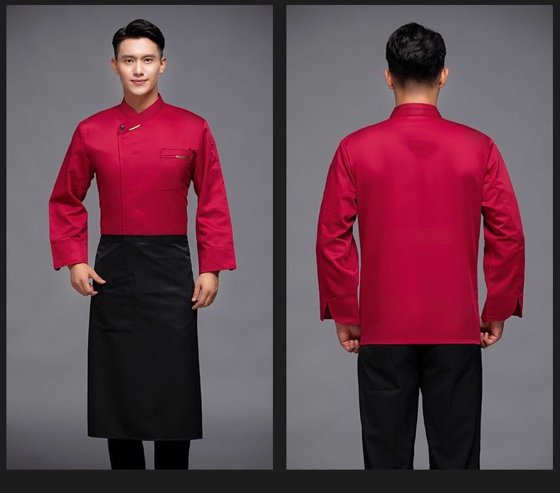 One-shoulder long-sleeved chef uniform top H12-L055