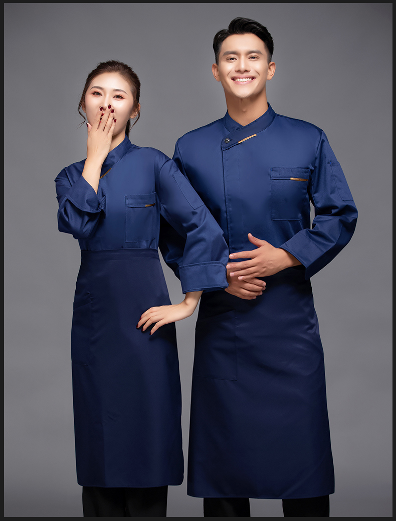 One-shoulder long-sleeved chef uniform top H12-L055