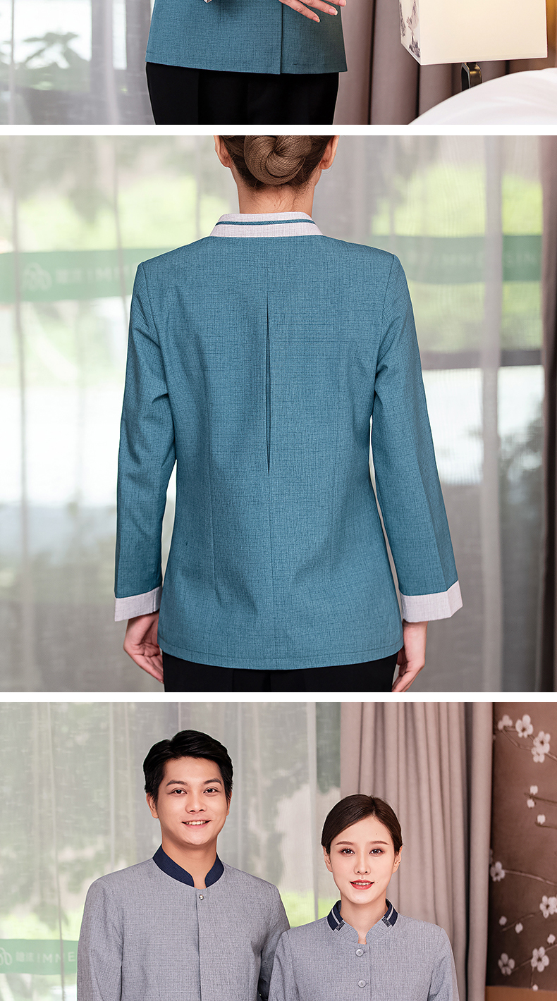 Collar flower hotel long-sleeved cleaning work clothes H10-22006 female