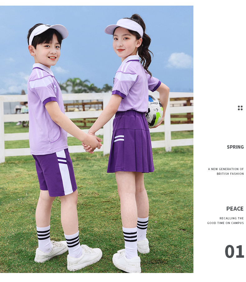 Summer college style children class uniform elementary school uniform two-piece suit 894-2312